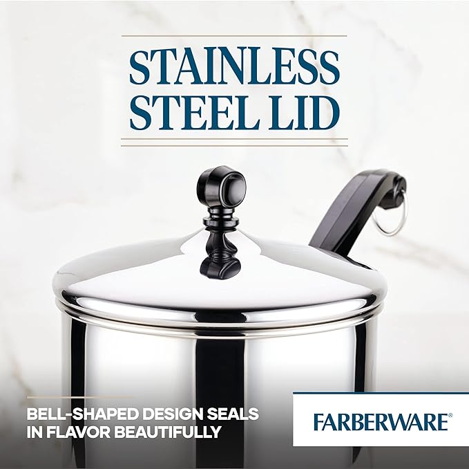 Farberware Classic Stainless Steel 2-Quart Mirror Satin Covered Saucepan, Silver