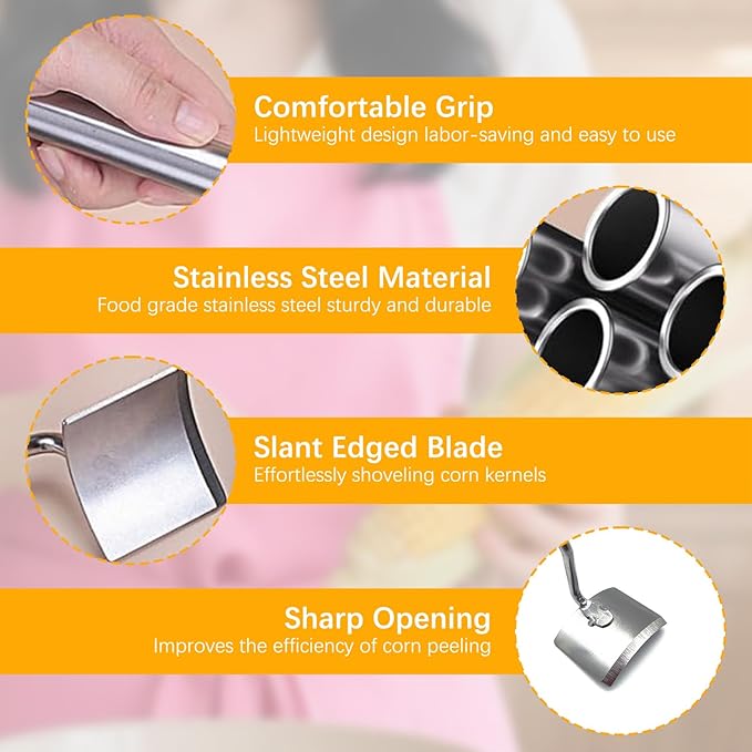 Corn Peeler for Corn on the Cob,2025 New Long Handle Stainless Steel Corn Stripping Tool,Corn on the Cob Remover,Corn Peeler Tool,Suitable for Home Kitchen and Outdoor Dining (1Pcs)