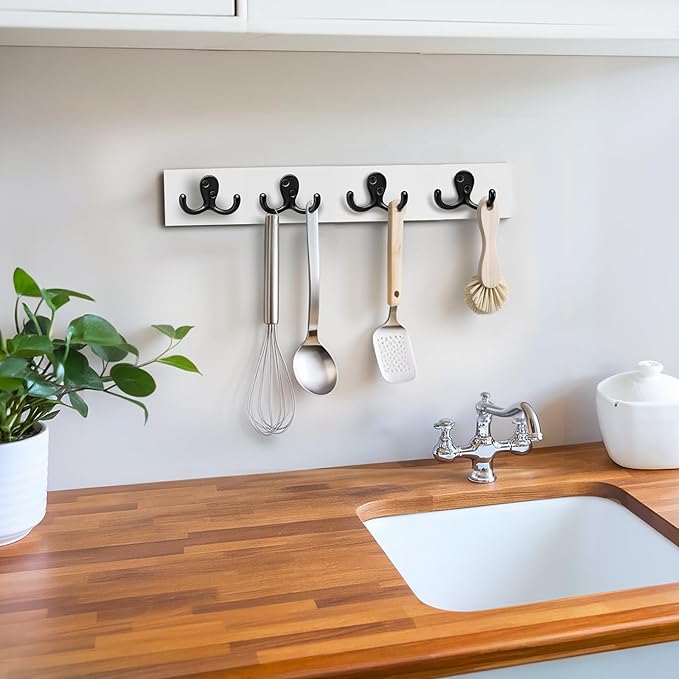 Coat Hooks Wall Hooks for Hanging - 25 Pack Black Double Prong Hook Wall Mounted - Great for Living Room, Bedroom, Entryway, Closet for Coat, Bag, Towel, Hat, Key, Cup, Heavy-Duty, Easy to Install