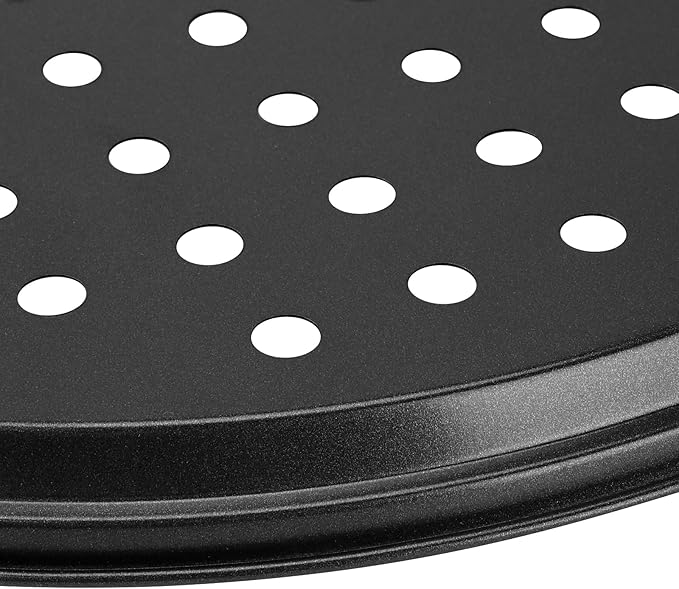 MANCHAP 6 Pack 12.5 Inch Black Pizza Pan with Holes, 32cm Perforated Carbon Steel Pizza Baking Pan, Round Nonstick Pizza Tray for Baking, Kitchen