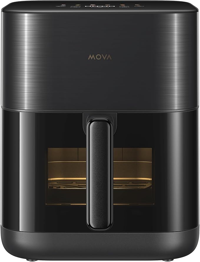 Mova FD10Pro Air Fryer, 6.3QT Large Digital Airfryer with Visible Window, 11 Preset Cooking Modes, Dual Heating System 122-450°F Precise Heat for Even Results, Non-Stick Baskets