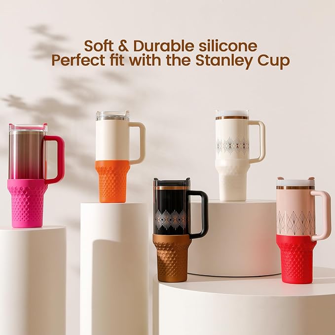 Silicone Boot for Stanley, Tall Rubber Cup Bottom Protector Sleeve Accessories for Stanley Quencher H2.0 FlowState Tumbler 20oz/30oz/Stanley Adventure Quencher Tumbler 24oz (Orange)