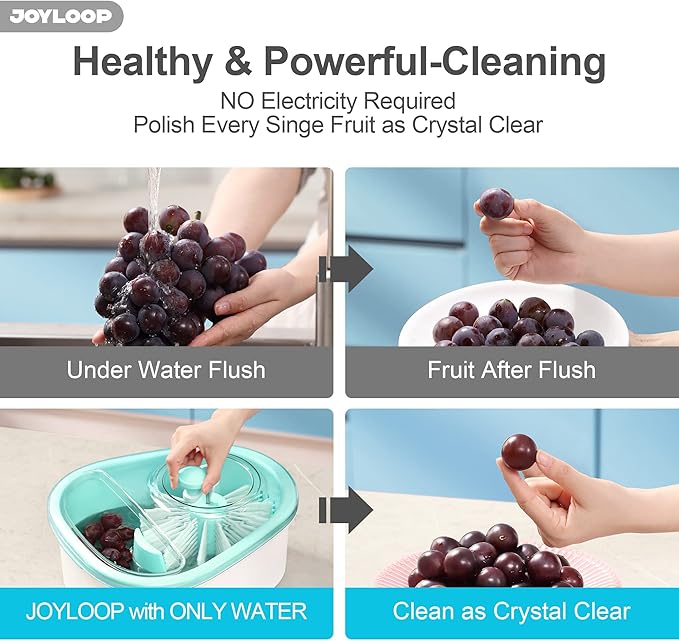 JOYMOOP Fruit Cleaner Spinner JOYLOOP, Large Fruit Washer Spinner, Fruit Cleaner Spinner with Fruit Washer Bowl, Vegetable Fruit Spinner Washer,Fruit and Vegetable Scrubber