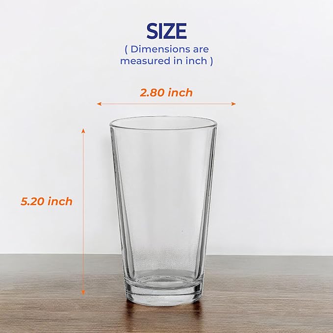 9.47 oz Highball Glasses, 6pc Water Glasses Drinking Set Thick Heavy Base, Glassware for Mojito, Juice, Milk, Mixed Drink|Dishwasher Safe