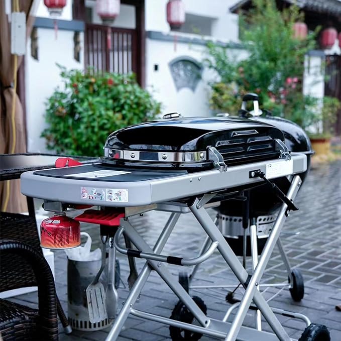 SafBbcue Cast Iron Cooking Griddle for Weber Traveler Portable Series Gas Grill, Griddle Plate for Weber 9010001 9011701 9013001 9020001 9030001 Traveler Portable Grill, Griddle with Carry Bag