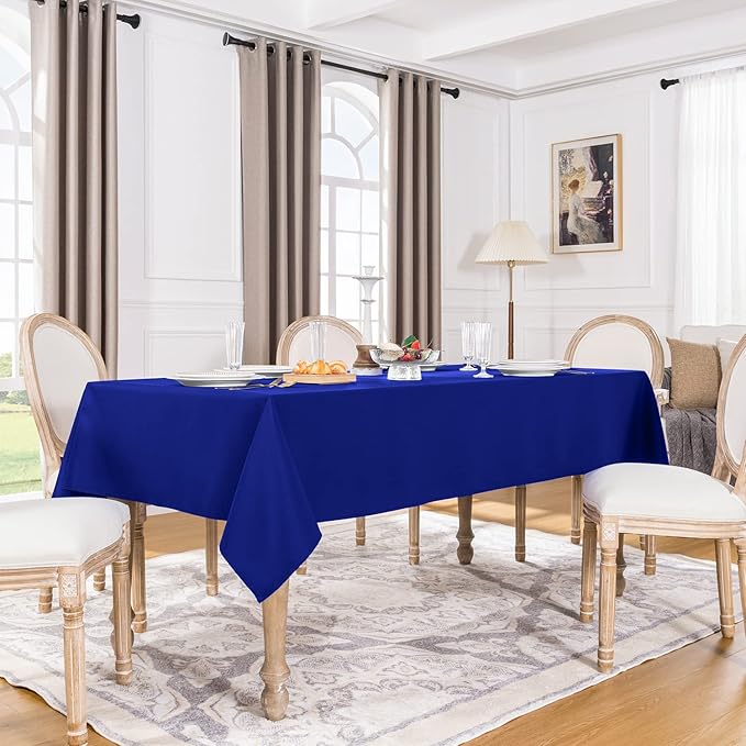 Softalker Rectangle Tablecloth, Waterproof & Stain Resistant Table Cloths Wrinkle Free Fabric Washable 210GSM Polyester Table Cover for Dining/Party/Outdoor - 52 x 70 inch,Royal Blue