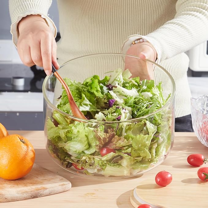 190oz Extra Large Glass Trifle Bowl, Modern Design Clear Glass Round Dessert Centerpiece Serving Bowl for Laying Ice Cream Cakes, Salad, Fruit, Microwave & Dishwasher Safe