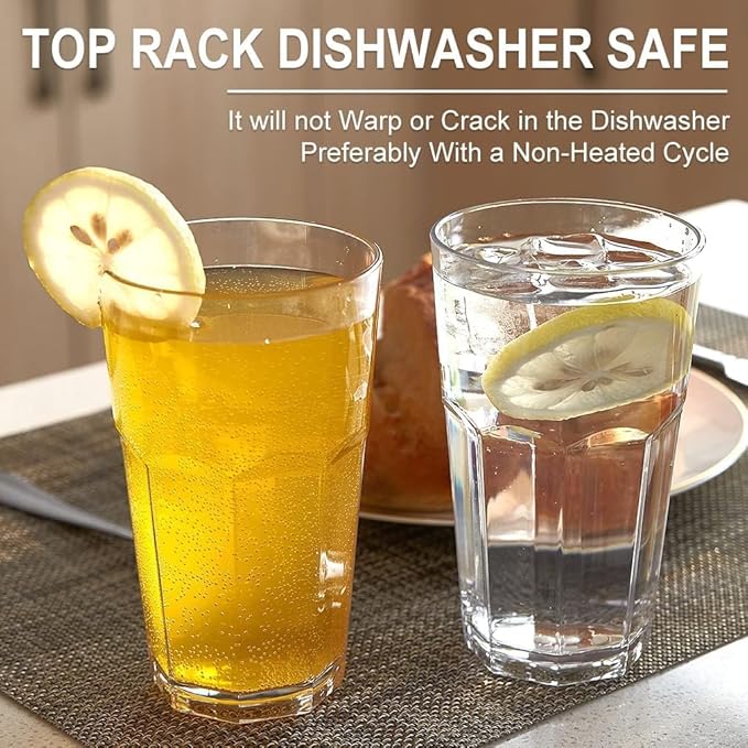 MICHLEY Unbreakable Drinking Glasses Set of 2, 12oz Tritan Plastic Highball Glass, Tumbler Glassware for Water Beer Juice