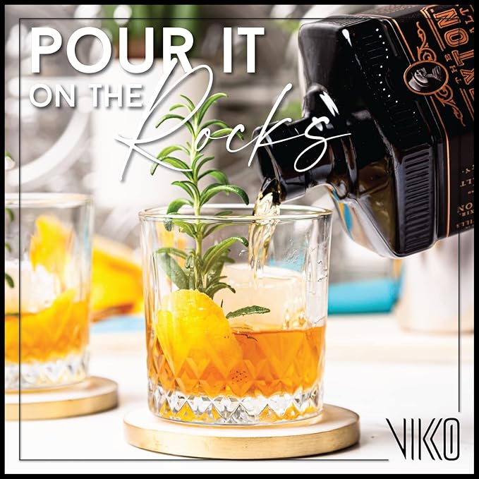 Vikko Whiskey Glasses, Set of 12 Old Fashioned Glasses, Crystal Style Glass Tumblers, 11.25 Ounce Capacity, Elegant Design, Dishwasher Safe