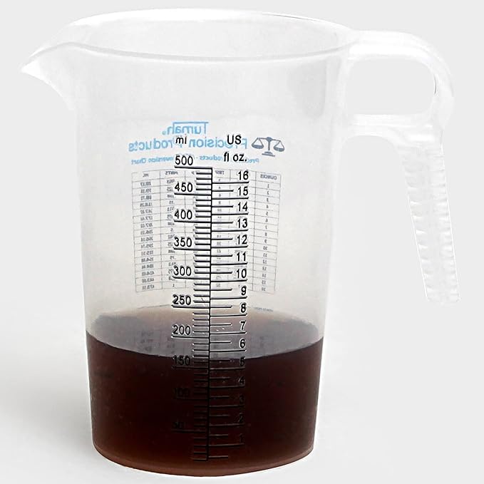 16oz, 1 Pint (2 cup) Measure Pitcher - Convenient Conversion Chart – Multi Purpose Food Grade Great for Cooking, Hobbies, Shop Oil, Fluids, Pool Spa and Lawn with High Chemical Resistance by Turnah