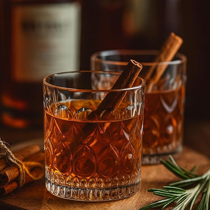 YULEER Drinking Glasses Set of 8, Glassware Drink Set, 4pcs 12oz Highballs and 4pcs 10oz Whiskey Glasses, Mixed Drinkware Easy to Clean for Whiskey, Cocktail, Margarita, and other Beverages