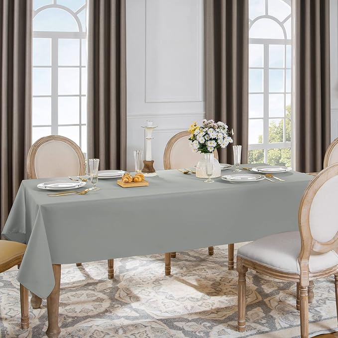 Softalker Rectangle Tablecloth, Waterproof & Stain Resistant Square Table Cloths Wrinkle Free Fabric Washable 210GSM Polyester Table Cover for Dining/Party/Outdoor - 70 x 70 inch,Light Grey