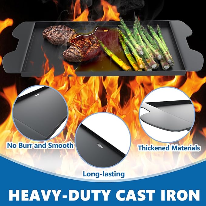 Cooking Griddle for Weber 9010001 9013001 Full Size Griddle for Weber 9020001 9030001 Flat Top Plate Insert with Grease Hole Carry Bag, Carbon Steel