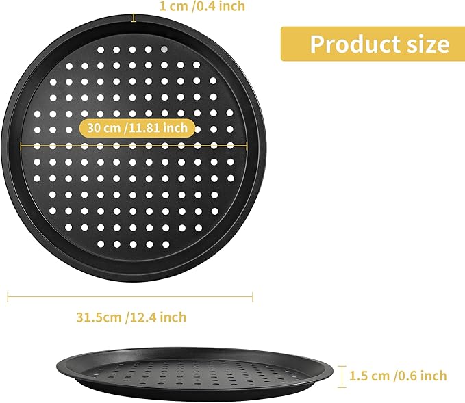 4 Pcs Pizza Pan with Holes, 12 Inch Nonstick Pizza Baking Pan Carbon Steel, Round Pizza Baking Sheet for Oven, Kitchen