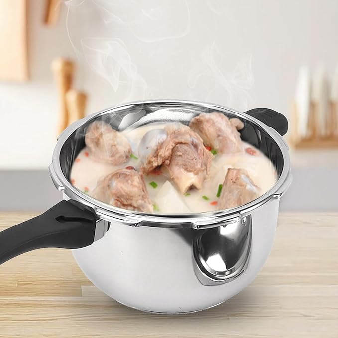 ciciglow Stainless Steel Pressure Cooker, Fast Cooking Pot with Safety Valve, Multifunctional Design, Intelligent, Universal for Induction Cooktops and Stoves, Comfortable (4L)