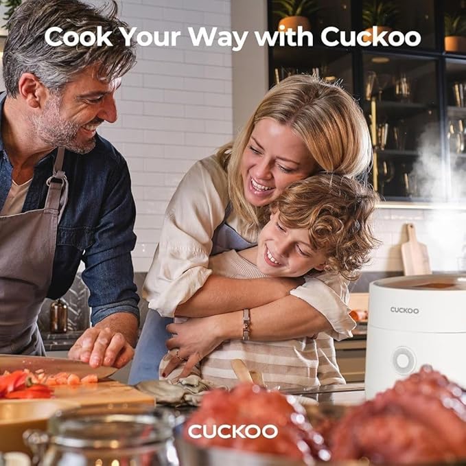 CUCKOO Rice Cooker 3 Cup Uncooked / 6 Cup Cooked, Modern Fuzzy Logic Rice Cooker Small with Delay Timer & Keep Warm Setting, Versatile Food Steamer for Cooking, Non-Stick Inner Pot, White (CR-0375FW)