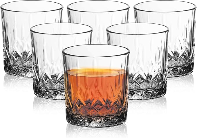 Vikko Whiskey Glasses, Set of 6 Old Fashioned Glasses, 11.25 Ounce Capacity, Elegant Design, Dishwasher Safe