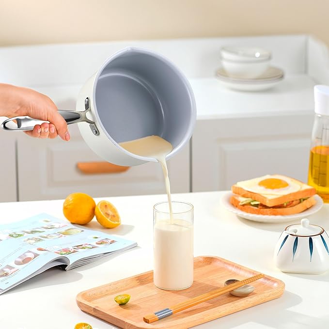 Tri-Ply Stainless Steel Sauce Pan with Steamer Basket & Strainer Glass Lid–Multi- Function Pot 2 QT- Modern Sleek Design–Safe,Chemical-Free & Stylish Cookware–Upgrade Your Kitchen with Healthy Cooking