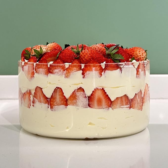 190oz Extra Large Glass Trifle Bowl, Modern Design Clear Glass Round Dessert Centerpiece Serving Bowl for Laying Ice Cream Cakes, Salad, Fruit, Microwave & Dishwasher Safe