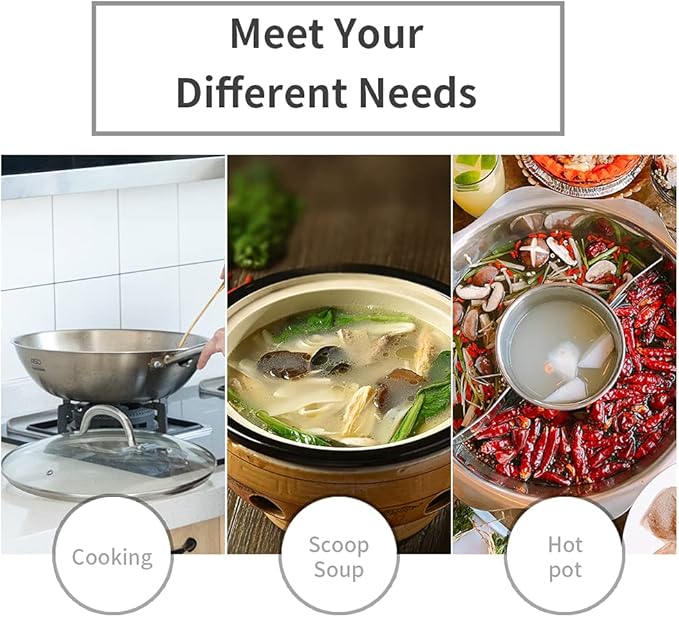Newness Soup Ladle, [Rustproof, Heat Resistance, Integral Forming] Durable 304 Stainless Steel Soup Spoon with Vacuum Ergonomic Round Handle, Cooking Spoon for Kitchen, 13.7 Inches, Gold