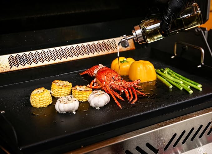 Utheer 25" x 16" Nano-Ceramic Nonstick Griddle for Gas & Charcoal Grills – Universal Flat Top with Grease Groove, Reinforced Ridges & High Sidewalls, Perfect for Healthy Cooking, Parties & Camping