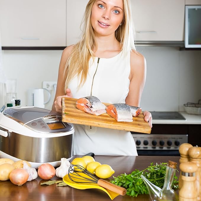 Ceramic Spoon Holder for Stove Top, Large Cooking Spoon Rest for Kitchen Counter, Hasense 8.7 Inch Utensil Rest for Spatula, Ladle and Tong, Microwave Safe, Yellow