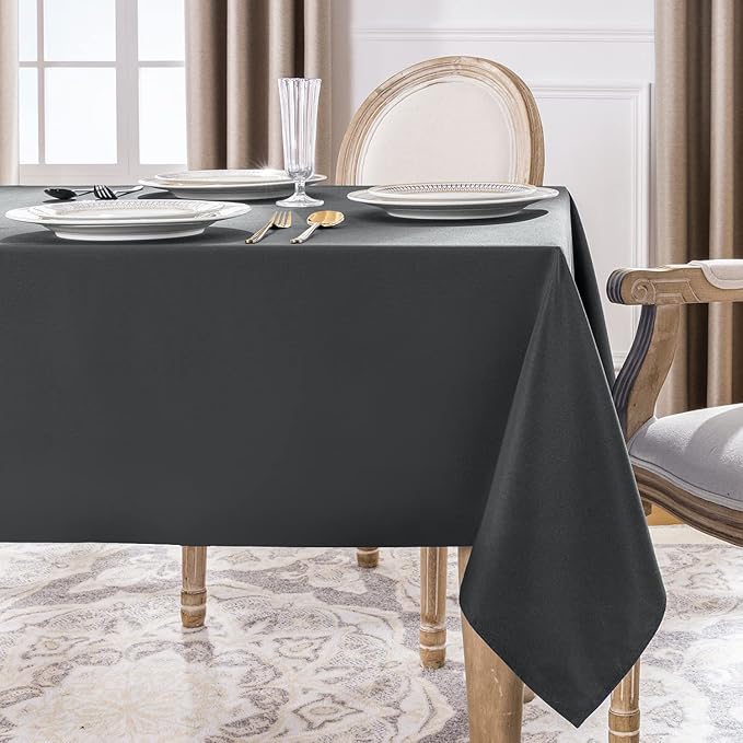 Softalker Rectangle Tablecloth, Waterproof & Stain Resistant Table Cloths Wrinkle Free Fabric Washable 210GSM Polyester Table Cover for Dining/Party/Outdoor - 60 x 120 inch,Grey