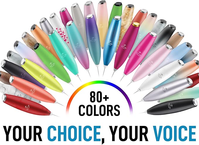 Zulay Kitchen Powerful Milk Frother Wand - Ultra Fast Handheld Drink Mixer - Electric Whisk Foam Maker for Coffee, Lattes, Cappuccino, Frappe, Matcha & Coffee Creamer - Milk Boss Metallic Ice Blue