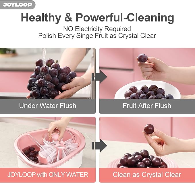 JOYMOOP Fruit Cleaner Spinner JOYLOOP, Large Fruit Washer Spinner with Brush, Fruit Cleaning with Fruit Washing Bowl, Fruit and Salad Cleaner with Fruit Spinner Bowl,Fruit and Vegetable Scrubber