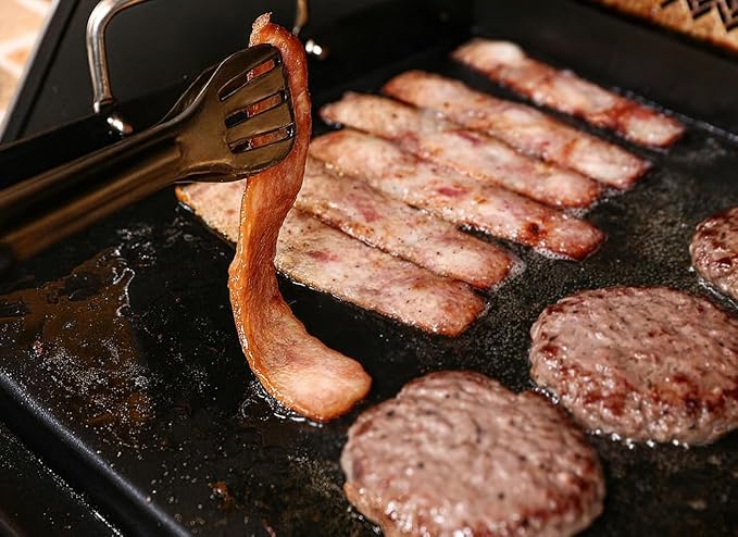 Utheer 17" x 13" Nano-Ceramic Nonstick Griddle for Gas & Charcoal Grills – Universal Flat Top Griddle with Grease Groove/Reinforced Ridges/High Sidewalls, Perfect for Healthy Cooking,Parties & Camping