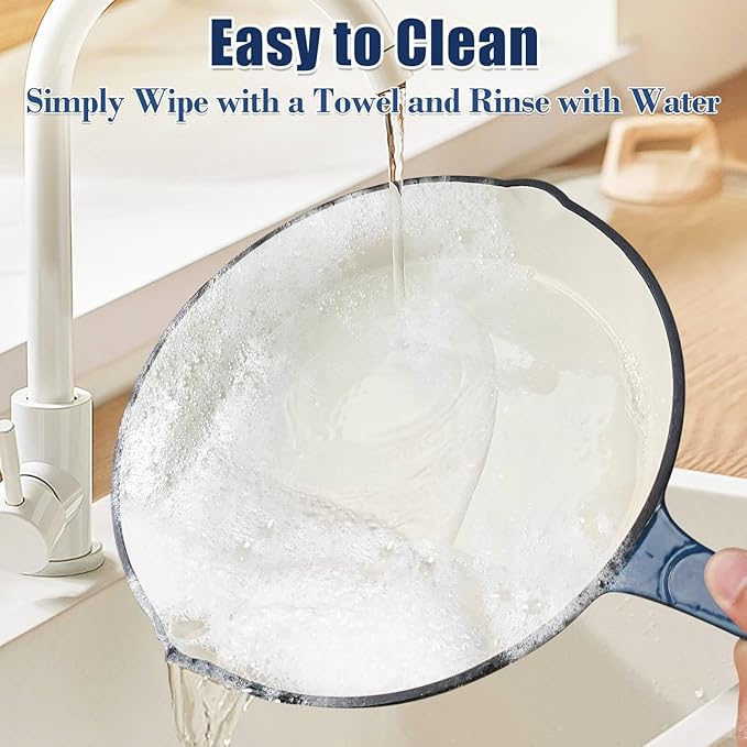 Hisencn Enameled Cast Iron Skillet Set - 3 Piece Ceramic Coated Fry Pan Set(8'',9.5'' 11''), PFAS/PTFE/PFOA Free, Oven & Induction Safe, Navy Blue Cookware for Gas/Electric Stovetop