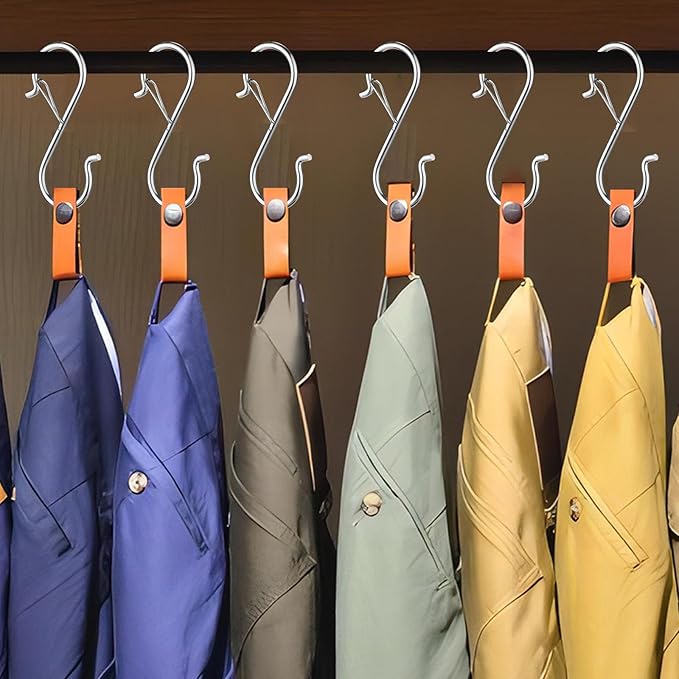 24 PCS S Hooks for Hanging with Safety Buckle, 3.5 inch Heavy Duty Metal S Shaped Hooks for Kitchen Utensil, Cups, Pots, Plants, Bags, Hats (Silver)