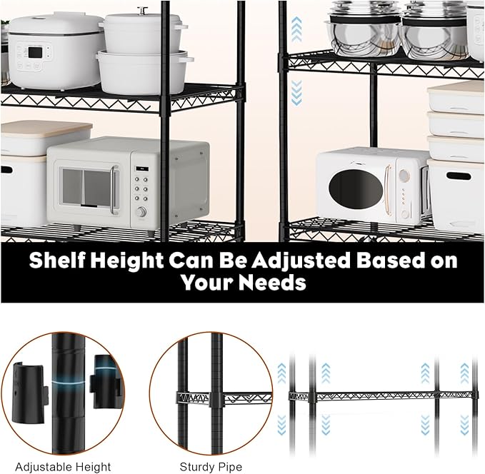 3 Tier Storage Shelves with Wheels Wide Wire Shelving Unit 39.37" H Tall, 350lbs per Shelf Metal Shelves for Storage Sturdy Heavy Duty Shelving Deep Pantry Shelves Storage Rack