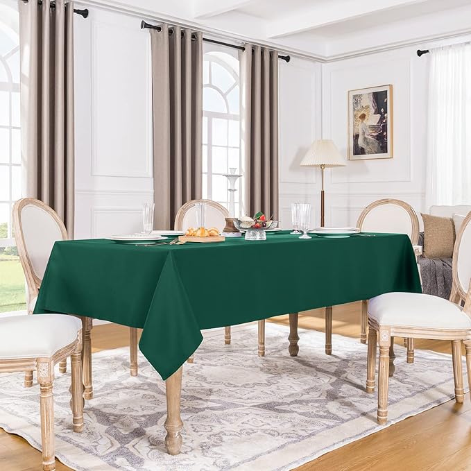 Softalker Rectangle Tablecloth, Waterproof & Stain Resistant Table Cloths Wrinkle Free Fabric Washable 210GSM Polyester Table Cover for Spring/Party/Wedding - 60 x 102 inch, Green