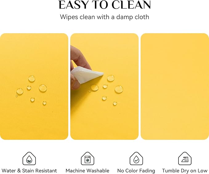 Softalker Rectangle Tablecloth, Waterproof & Stain Resistant Table Cloths Wrinkle Free 210GSM Fabric Washable Polyester Table Cover for Spring/Party/Outdoor - 90 x 132 inch,Yellow
