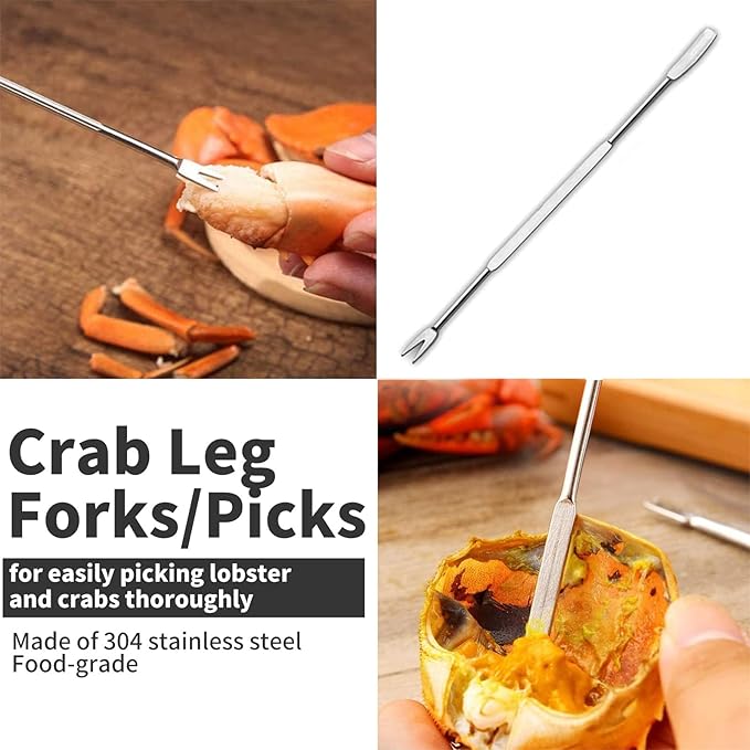 Luvan 33 Pcs Crab Crackers and Tools Set with 4 Crab Leg Crackers, 4 Crab Forks, 4 Lobster Shellers, 4 Butter Warmers, 1 Seafood Scissors, 14 Tealight Candles, 2 Crab Grabber-Seafood Boil Party Supply
