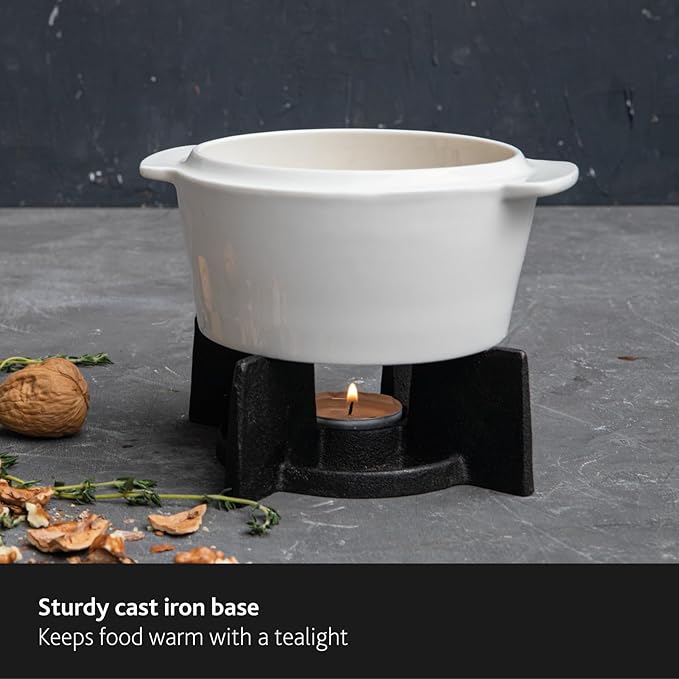 BOSKA Cheese baker - Brie Baker with Lid - Queso Warmer for Brie Cheese bites - Tea Light Candle keep Anything you make Warm - Handy Size & Microwave-safe