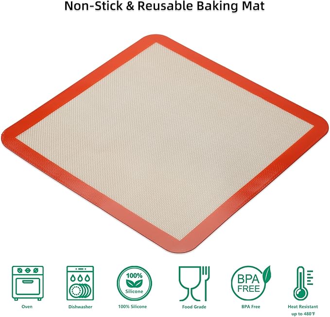 Square Silicone Baking Mats for 12 Inch Cake Pan/12x12 Cheesecake Pan/Toaster Oven/XL Air Fryer, 11.75"Square Food Grade Silicone Mat for Baking Sheet for Cake/Pastry/Torte/Pie, Non-Stick&Reusable2PCS