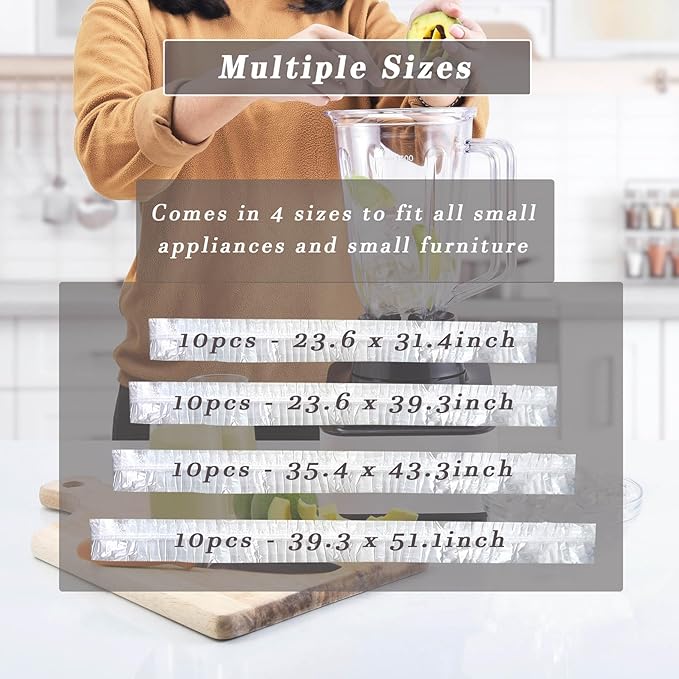 40 PCS Kitchen Small Appliance Covers,Clear Plastic Dust Cover for Instant Pot,Blender,Slow Cooker,Air Fryer,Toaster Oven,Food Processor,Mixer,Meat Slicer,Coffee & Bread Maker