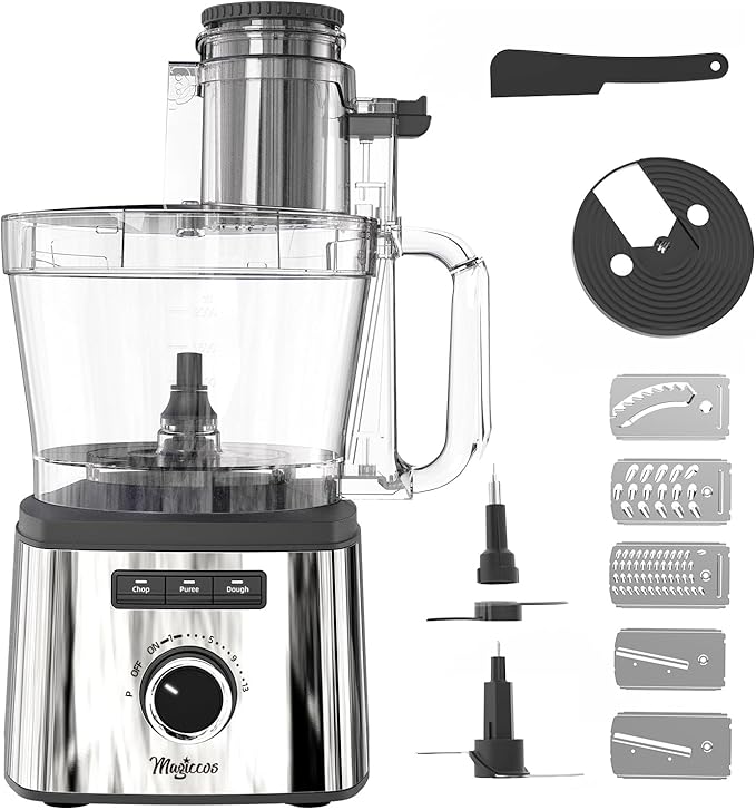 14-Cup Lemon Slicer Food-Processor - Large Feed Chute, 13 Speeds & Pulse, 3 Programs，Cheese Shredding, Cutting Fries, Meat Chopping, Shredding and Slicing, Mixing and Doughing, for Home Use