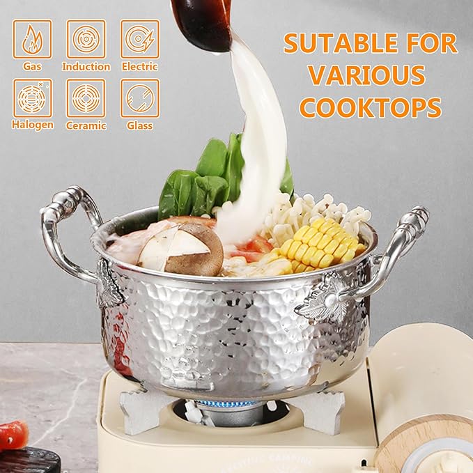 Stainless Steel Stock Pot with Visible Lid for Pasta, Soup, Spaghetti, Nonstick Thick Bottom Stockpot, Induction Pasta Pot Compatible with All Cooktops, Dishwasher Safe,7QT