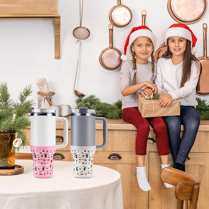 Christmas Boot for Stanley, Silicone Water Cup Bottom Protector Sleeve Accessories for Stanley Quencher H2.0 FlowState Tumbler 20oz/30oz/Stanley Adventure Quencher Tumbler 24oz (Pink)