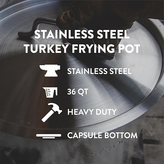 GasOne Stainless Steel Stockpot with Basket – 36qt Stock Pot with Lid and Reinforced Bottom – Heavy-Duty Cooking Pot for Deep Frying, Turkey Frying, Beer Brewing, Soup, Seafood Boil – Satin Finish