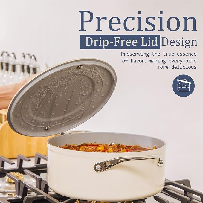 3.5qt Nonstick Ceramic Sauce Pan with Lid (8.19") Even Heat Distribution, Non Toxic & PFAS Free Healthy Cooking Pot for All Stovetops (Induction/Gas/Electric), Oven Safe 500°F, Fusion Red