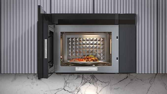 KoolMore KM-MOT-OP1SS 24 inch Over The Range Stainless Steel Microwave, 300 CFM Vent Hood Function cu.ft, 24 in/1.3 Cu. Ft, Black