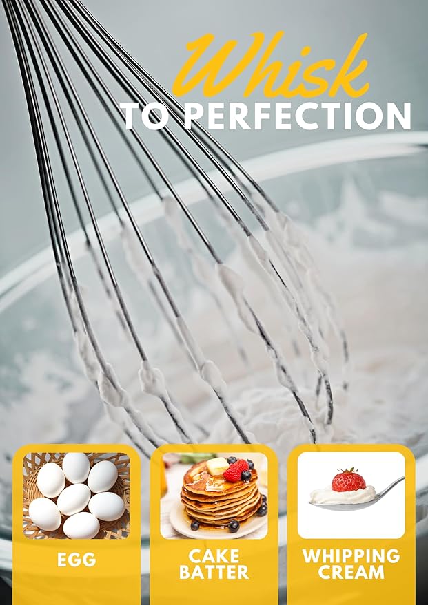 MegaWise 5-in-1 Hand Blender Set with Variable Speed Control, 400W Immersion Blender - Includes Whisk, Milk Frother, Chopper, and Beaker for Smoothies, Soups, and Baby Food (RED)