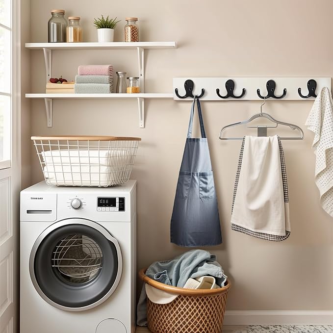 Coat Hooks Wall Hooks for Hanging - 25 Pack Black Double Prong Hook Wall Mounted - Great for Living Room, Bedroom, Entryway, Closet for Coat, Bag, Towel, Hat, Key, Cup, Heavy-Duty, Easy to Install