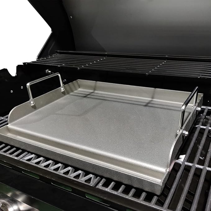 Griddle for Gas Grill Metal Cooking Griddle Pan for Outdoor Gas Grill, 17" x13" Flat Top Plate Skillet Pan Teppanyaki Insert for Weber Charbroil Camp Chef and Charcoal/Electric