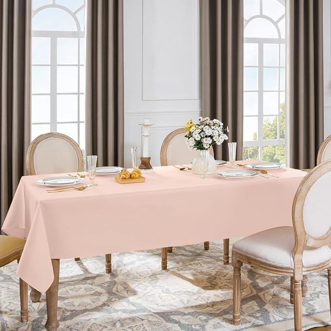 Softalker Rectangle Tablecloth, Waterproof & Stain Resistant Table Cloths Wrinkle Free Fabric Washable 210GSM Polyester Table Cover for Spring/Party/Outdoor - 60 x 84 inch,Pink