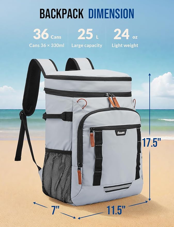 Backpack Cooler Insulated Leak Proof 36/40 Cans Large Capacity Soft Insulated Cooler Bag Lightweight Lunch Backpack for Men Women Work Travel Beach Camping Picnic Hiking - Grey